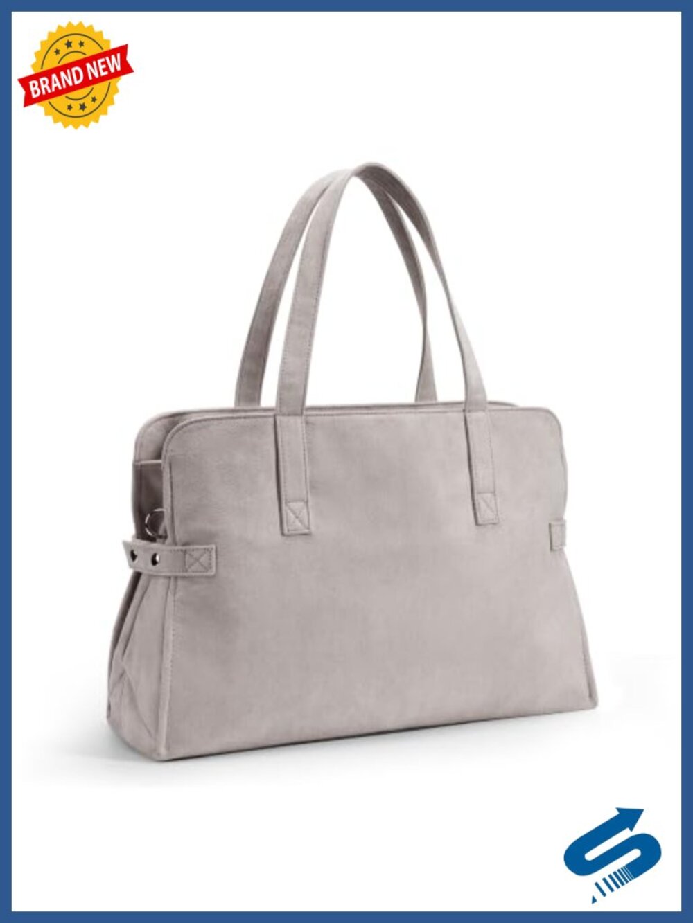 Suede Tote Bag with Zipper, Large Capacity for Work Travel